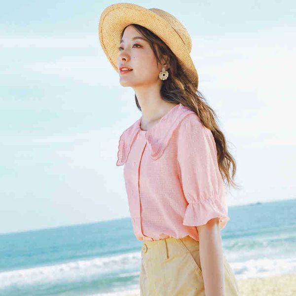 women's blouses & shirts blouses cotton petal peter pan collar embroidered double-breasted short sleeve blouse 22zr, White
women's blouses & shirts blouses cotton petal peter pan collar embroidered double-breasted short sleeve blouse 22zr, White