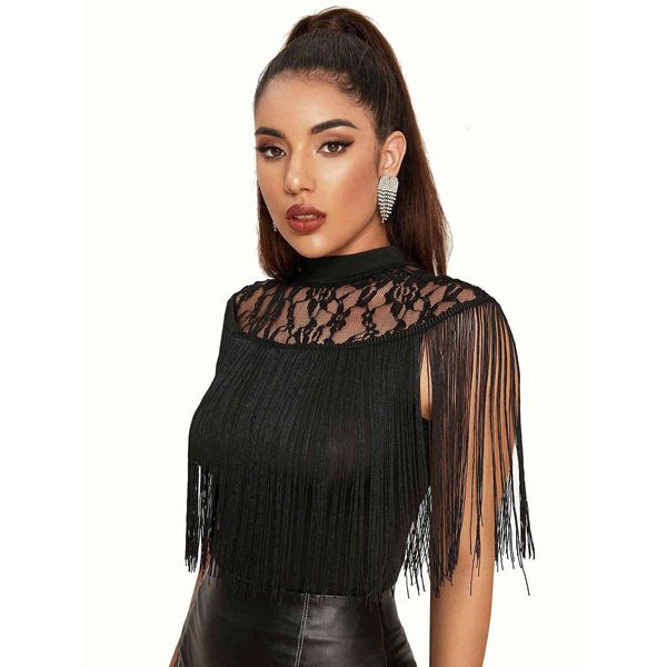 fashionable tassels short sleeves crew neck see through lace patchwork lady bodysuits summer shirts women, White
fashionable tassels short sleeves crew neck see through lace patchwork lady bodysuits summer shirts women, White