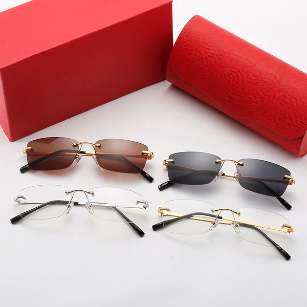 

Fashion carti luxury Cool sunglasses Designer NEW Classic Square frame sunglass trendy Gold silver Men women Sun glasses Sunshade eyeglass Composite Metal Rimless