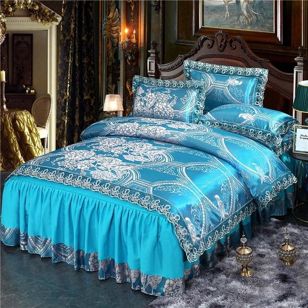 bedding sets high-end four-piece bed skirt quilt cover pillowcase european embroidery brushed lace bedspread set comforters
bedding sets high-end four-piece bed skirt quilt cover pillowcase european embroidery brushed lace bedspread set comforters