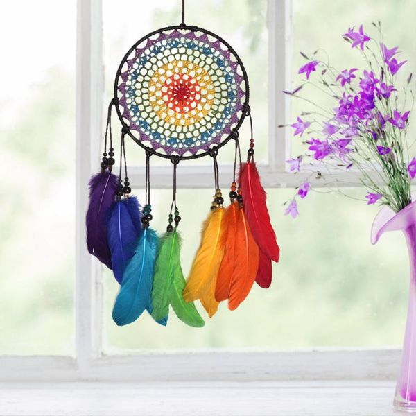 colorful feathers dreamcatcher nordic door wall handmade hanging pendant home room outside decorative ornament objects & figurines
colorful feathers dreamcatcher nordic door wall handmade hanging pendant home room outside decorative ornament objects & figurines