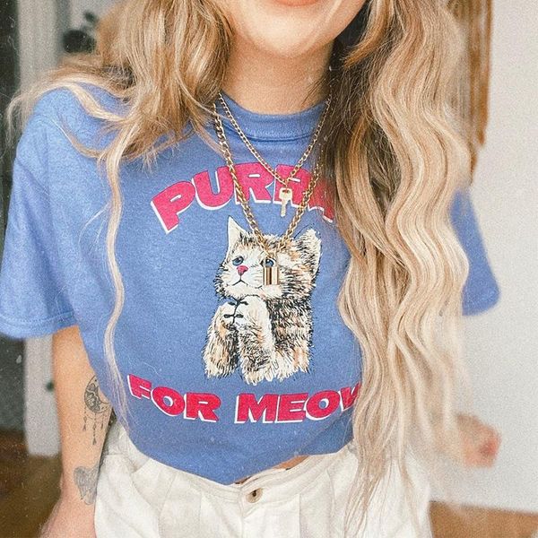 women's t-shirt hillbilly purray for meow female cute graphic tees short sleeve cotton tshirts plus size loose round neck women aesthet, White
women's t-shirt hillbilly purray for meow female cute graphic tees short sleeve cotton tshirts plus size loose round neck women aesthet, White