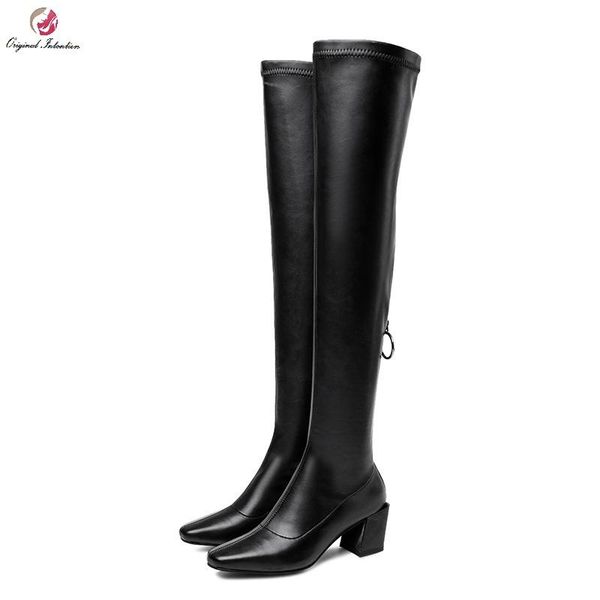 boots est over the knee genuine leather women fashion thigh square toe heel size 33-43, Black
boots est over the knee genuine leather women fashion thigh square toe heel size 33-43, Black