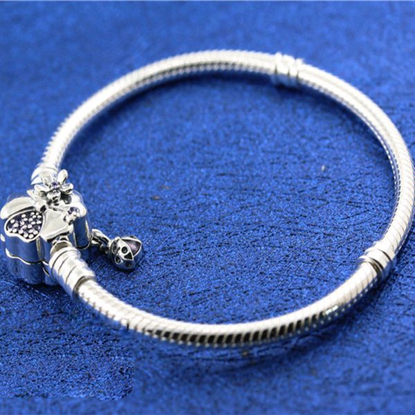 925 sterling silver moments wildflower meadow clasp snake chain bracelet fits for european pandora bracelets charms and beads, Golden;silver 
925 sterling silver moments wildflower meadow clasp snake chain bracelet fits for european pandora bracelets charms and beads, Golden;silver