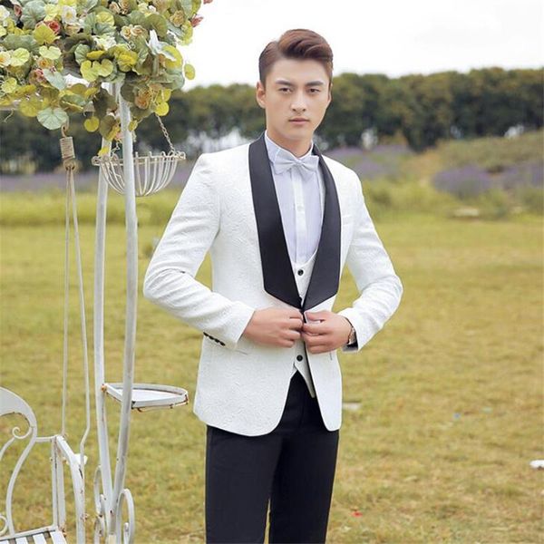 men's suits & blazers blazer men groom suit set with pants mens wedding costume singer star style dance stage clothing white formal dre, White;black
men's suits & blazers blazer men groom suit set with pants mens wedding costume singer star style dance stage clothing white formal dre, White;black