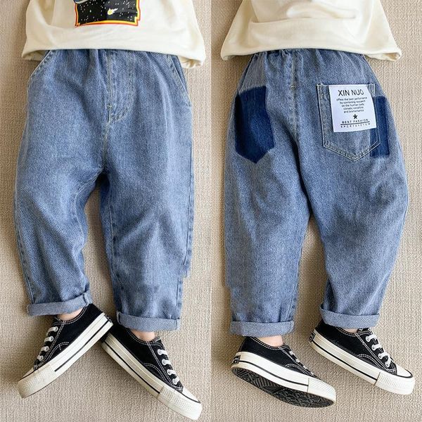 jeans spring fall boys fashion casual soft denim pants children loose patchwork label 2-7y kids trousers, Blue
jeans spring fall boys fashion casual soft denim pants children loose patchwork label 2-7y kids trousers, Blue