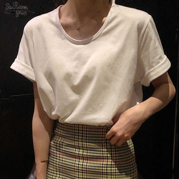 summer cotton tshirts plus size women's t-shirt solid short sleeve o-neck casual tshirt loose base white tee 13455 210527
summer cotton tshirts plus size women's t-shirt solid short sleeve o-neck casual tshirt loose base white tee 13455 210527