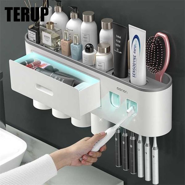 TERUP Toothbrush Holder utomatic Toothpaste Dispenser Magnetic Adsorption Inverted Cup Storage Rack Bathroom Accessories 211130
TERUP Toothbrush Holder utomatic Toothpaste Dispenser Magnetic Adsorption Inverted Cup Storage Rack Bathroom Accessories 211130