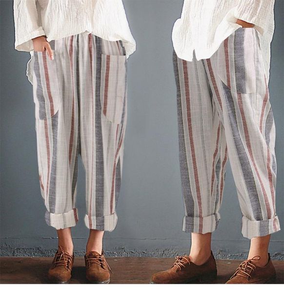 women's pants & capris 2021 plus size cotton linen harem women summer loose high waist pockets striped wide leg casual trouser, Black;white
women's pants & capris 2021 plus size cotton linen harem women summer loose high waist pockets striped wide leg casual trouser, Black;white
