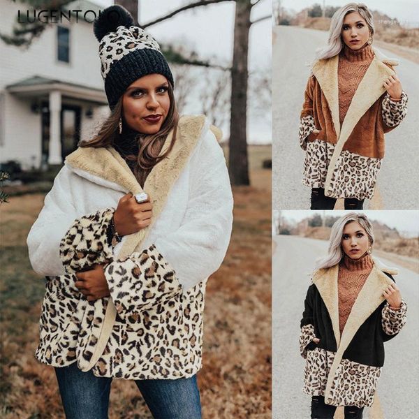 lugentolo women wool warm lapel plush autumn contrasting color stitching leopard loose coat pocket fashion female slim jacket women's &, Black
lugentolo women wool warm lapel plush autumn contrasting color stitching leopard loose coat pocket fashion female slim jacket women's &, Black
