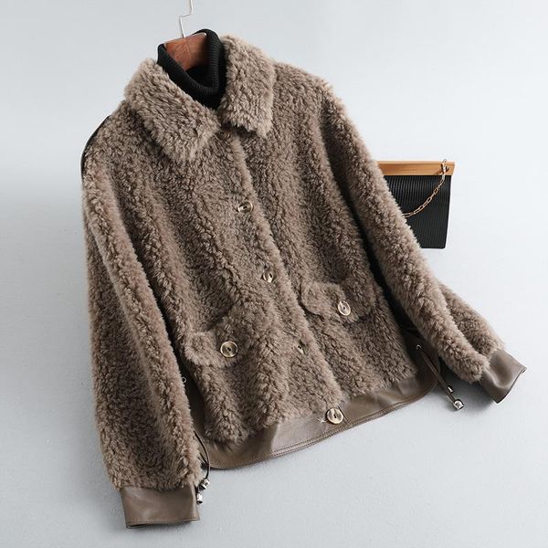 women's fur & faux 2021 women real coat winter female casual solid color loose wool jacket korean natural sheep shearing coats d166, Black
women's fur & faux 2021 women real coat winter female casual solid color loose wool jacket korean natural sheep shearing coats d166, Black