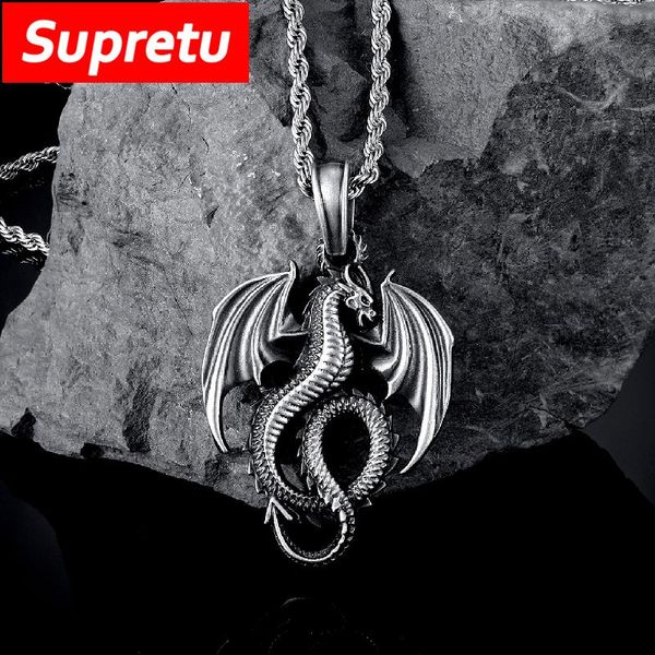 retro vikings evil dragon pure tin pendant necklace men women antique black steel chain charm gothic jewelry gifts drop necklaces, Silver
retro vikings evil dragon pure tin pendant necklace men women antique black steel chain charm gothic jewelry gifts drop necklaces, Silver