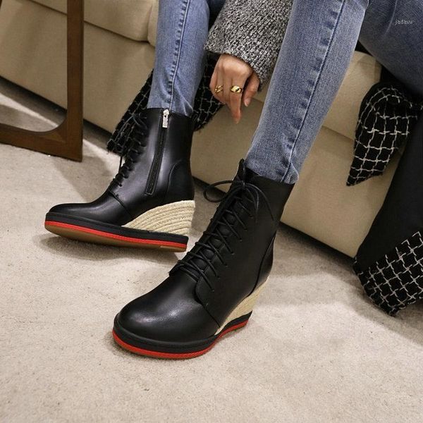 women designer espadrilles wedges high heels woman ankle boots winter lace-up female platform1, Black
women designer espadrilles wedges high heels woman ankle boots winter lace-up female platform1, Black