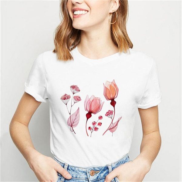 women's t-shirt women summer simplicity flower watercolor printing cute trend cartoon tshirts fashion clothes graphic lady loose tee, White
women's t-shirt women summer simplicity flower watercolor printing cute trend cartoon tshirts fashion clothes graphic lady loose tee, White