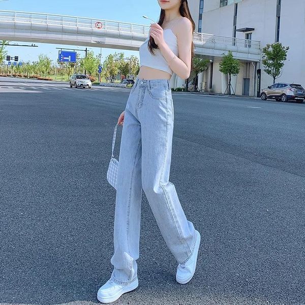 women's jeans 2021 women for fashion straight loose chic high waist casual cotton jean spring female denim wide leg pants, Blue
women's jeans 2021 women for fashion straight loose chic high waist casual cotton jean spring female denim wide leg pants, Blue