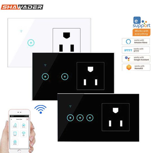 wifi smart light switch wireless wall sockets glass crystal touch panel us electrical plug outlets romote with alexa google home
wifi smart light switch wireless wall sockets glass crystal touch panel us electrical plug outlets romote with alexa google home