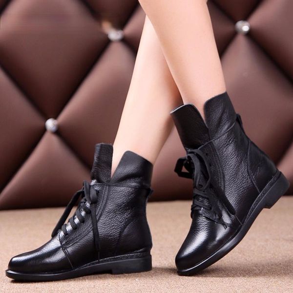 boots 2021 women ankle genuine leather shoes spring autumn waterproof snow flat round head short boot, Black
boots 2021 women ankle genuine leather shoes spring autumn waterproof snow flat round head short boot, Black