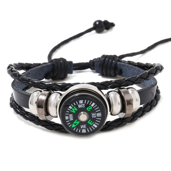 hand catenary beaded leather bracelet multi layer braided outdoor compass leather bracelet jewelry, Black
hand catenary beaded leather bracelet multi layer braided outdoor compass leather bracelet jewelry, Black