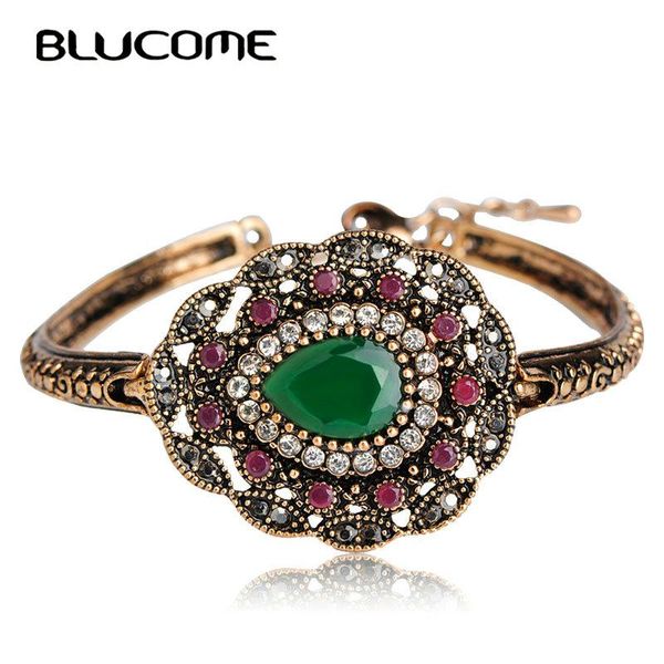 bangle blucome vintage green resin crystals turkish women jewelry water drop antique gold color bracelets bangles for party lady, Black
bangle blucome vintage green resin crystals turkish women jewelry water drop antique gold color bracelets bangles for party lady, Black
