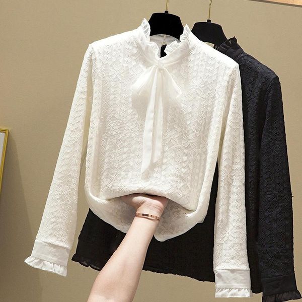 bowknot fleece velvet lace shirt women's 2021 winter lotus leaf collar thickened bottoming long-sleeved blouse autumn blouses & shirts, White
bowknot fleece velvet lace shirt women's 2021 winter lotus leaf collar thickened bottoming long-sleeved blouse autumn blouses & shirts, White