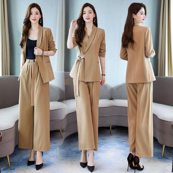 capable temperament simple suit women's fall 2021 korean professional leisure two piece wide legged pants, White
capable temperament simple suit women's fall 2021 korean professional leisure two piece wide legged pants, White