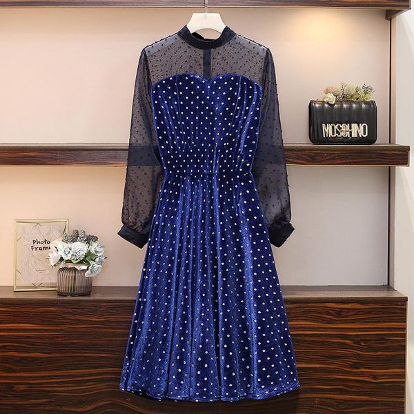casual dresses women's long sleeve vintage velvet party mesh patchwork a-line swing dress vestidos, Black;gray
casual dresses women's long sleeve vintage velvet party mesh patchwork a-line swing dress vestidos, Black;gray
