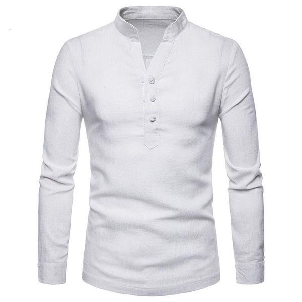 men's casual shirts white cotton linen henley shirt men 2021 brand long sleeve mens dress business social male chemise homme, White;black
men's casual shirts white cotton linen henley shirt men 2021 brand long sleeve mens dress business social male chemise homme, White;black
