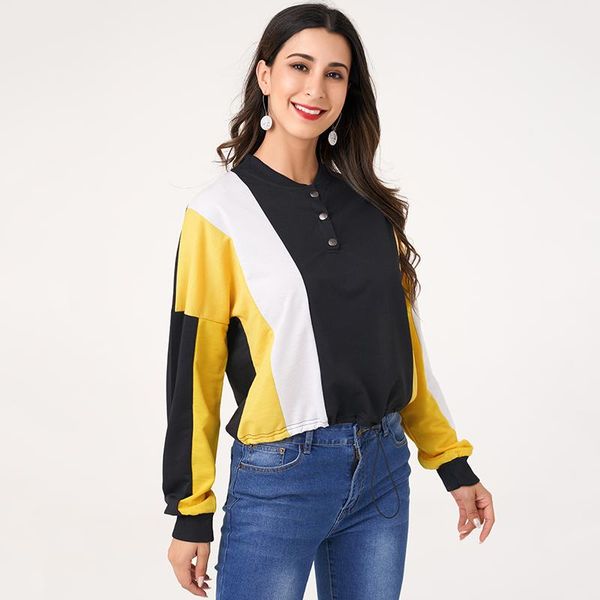 women's hoodies & sweatshirts mai&fun women pullovers three color patchwork button decor drawstring female spring, Black
women's hoodies & sweatshirts mai&fun women pullovers three color patchwork button decor drawstring female spring, Black