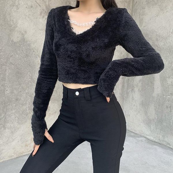 gothic black plush t-shirts punk long sleeve bodycon elegant women short with chain fashion sxey v-neck warm t-shirt women's, White
gothic black plush t-shirts punk long sleeve bodycon elegant women short with chain fashion sxey v-neck warm t-shirt women's, White