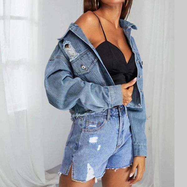 women denim jacket short coats single breasted pocket hole fashion streetwear causal female woman jean autumn 2021 women's jackets, Black;brown
women denim jacket short coats single breasted pocket hole fashion streetwear causal female woman jean autumn 2021 women's jackets, Black;brown