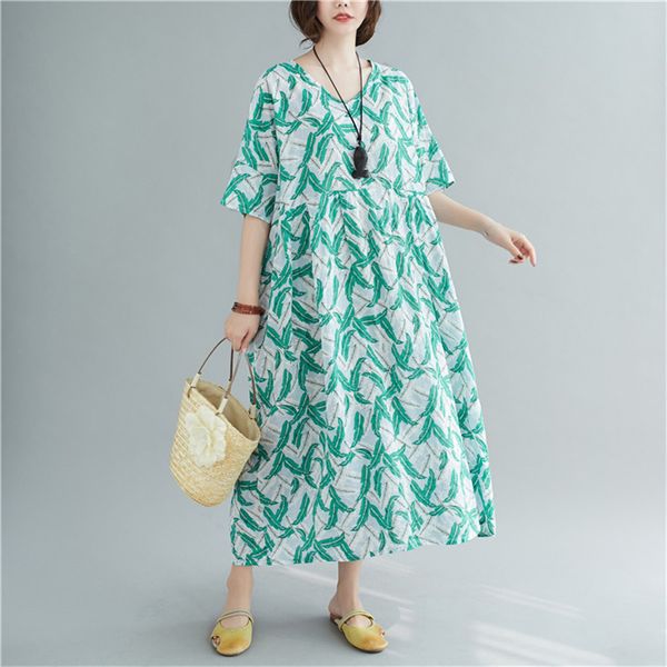 johnature women print floral green dresses cotton linen summer robes loose o-neck short sleeve women casual dresses 210521, Black;gray
johnature women print floral green dresses cotton linen summer robes loose o-neck short sleeve women casual dresses 210521, Black;gray