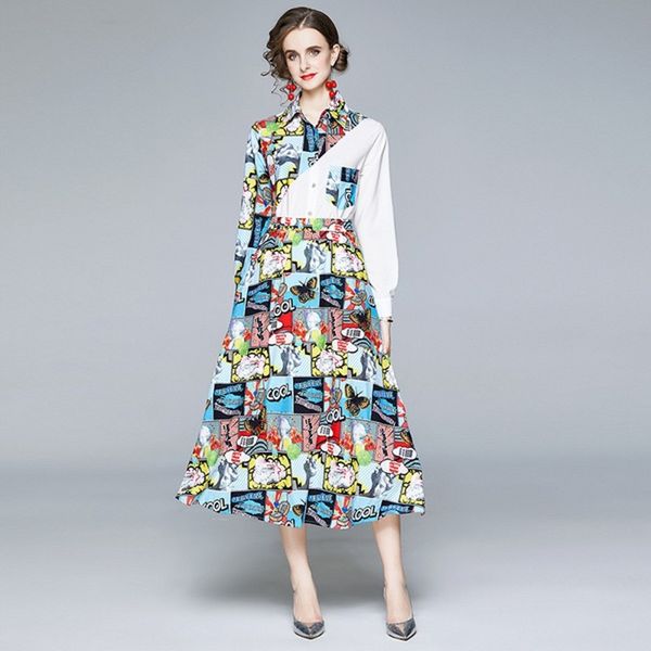 fashion designer elegant print suit set women's long sleeve shirts + hight waist skirt female autumn casual 2 piece set 210514, White
fashion designer elegant print suit set women's long sleeve shirts + hight waist skirt female autumn casual 2 piece set 210514, White