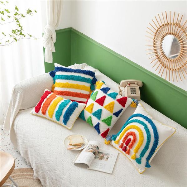 45x45cm/30x50cm moroccan style cotton canvas tufted rainbow geometric stripe pillowcase model home sofa cushion cover cushion/decorative pil
45x45cm/30x50cm moroccan style cotton canvas tufted rainbow geometric stripe pillowcase model home sofa cushion cover cushion/decorative pil