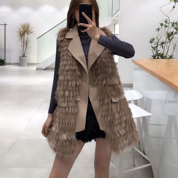 women's fur & faux women winter coat 2021 brand vest sleeveless turn-down collar jacket casual real raccoon dog female clothes +fn0099, Black
women's fur & faux women winter coat 2021 brand vest sleeveless turn-down collar jacket casual real raccoon dog female clothes +fn0099, Black