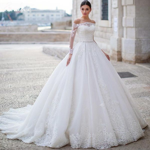 other wedding dresses evalove luxury appliques sparkly tulle ball gown dress romantic boat neck long sleeve crystal sashes vintage bridal, White
other wedding dresses evalove luxury appliques sparkly tulle ball gown dress romantic boat neck long sleeve crystal sashes vintage bridal, White