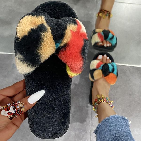 slippers winter women mixed colors short plush open-toed flat fashion faux fur home cotton shoes indoor warm concise, Black
slippers winter women mixed colors short plush open-toed flat fashion faux fur home cotton shoes indoor warm concise, Black