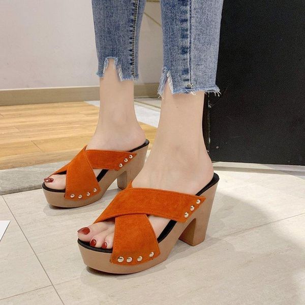 slippers women's thick heel open toe high heels platform beach sandals women shoes, Black
slippers women's thick heel open toe high heels platform beach sandals women shoes, Black