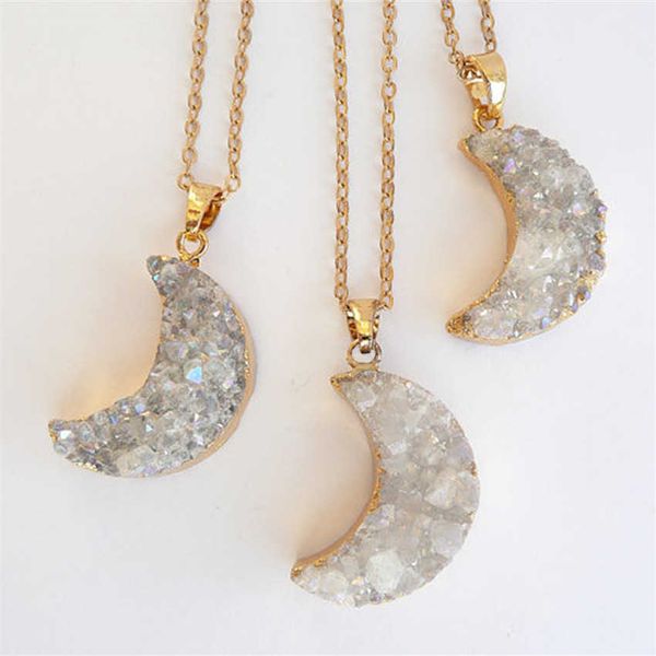 wt-n541wholesale natural crystal quartz angel druzy crescent moon necklace with gold dipped fashion women crescent moon necklace x0707, Silver
wt-n541wholesale natural crystal quartz angel druzy crescent moon necklace with gold dipped fashion women crescent moon necklace x0707, Silver