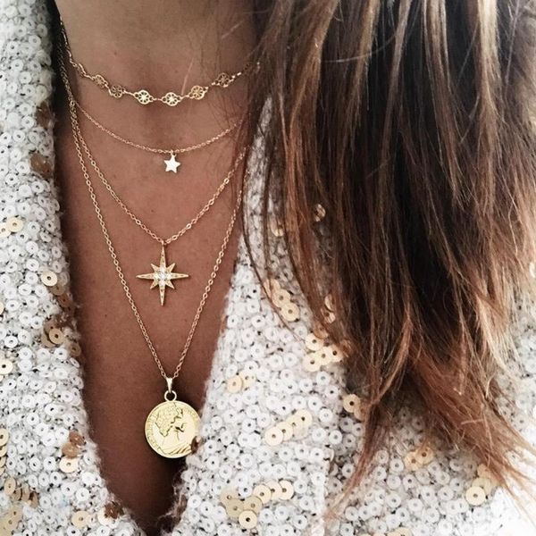 pendant necklaces 2022 special offer fashion classic retro style star multilayer wild long necklace temperament metal accessories, Silver
pendant necklaces 2022 special offer fashion classic retro style star multilayer wild long necklace temperament metal accessories, Silver