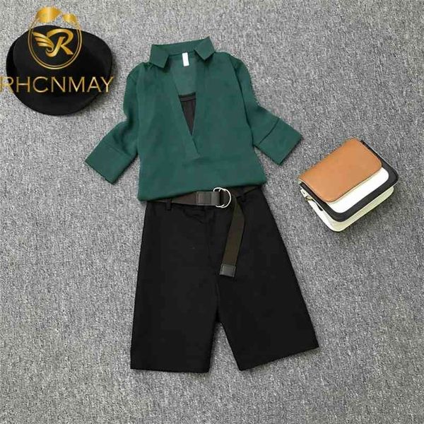 summer women sets 2 pieces v neck short sleeve chiffon shirt + sashes shorts cute mini pant set vintage suit 210520, White
summer women sets 2 pieces v neck short sleeve chiffon shirt + sashes shorts cute mini pant set vintage suit 210520, White