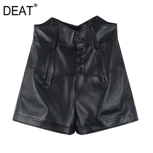 black irregular high waisted slim wide leg women's short casual solid loose leather shorts 7b0054 210421, White;black
black irregular high waisted slim wide leg women's short casual solid loose leather shorts 7b0054 210421, White;black
