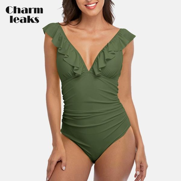 one-piece suits charmleaks ruffle one piece swimsuits for women solid v neck ruched high cut leg monokini bathing swimwear
one-piece suits charmleaks ruffle one piece swimsuits for women solid v neck ruched high cut leg monokini bathing swimwear