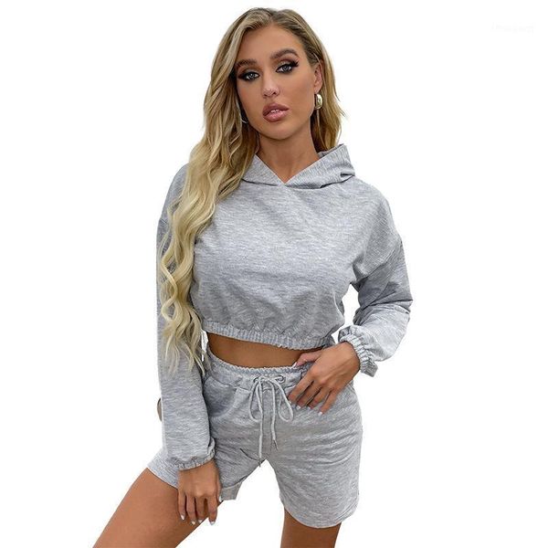 women's tracksuits fashion suit autumn casual hooded collar pullover solid color loose short shorts two-piece donsignet, Gray
women's tracksuits fashion suit autumn casual hooded collar pullover solid color loose short shorts two-piece donsignet, Gray