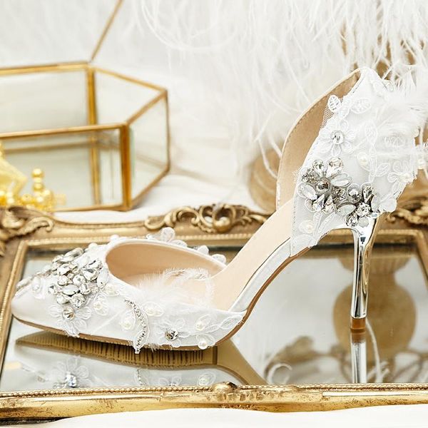 women sandals satin crystal feather silk 9cm silver heel wedding shoes elegant higher quality pointed toe ladies pumps autumn dress, Black
women sandals satin crystal feather silk 9cm silver heel wedding shoes elegant higher quality pointed toe ladies pumps autumn dress, Black