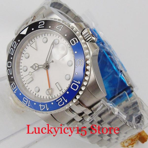 business 40mm men's watch sapphire glass gmt autoamtic movement stainless steel case wristwatches, Slivery;brown
business 40mm men's watch sapphire glass gmt autoamtic movement stainless steel case wristwatches, Slivery;brown