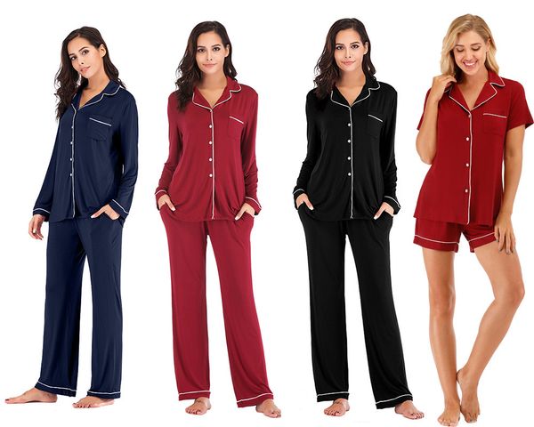 women's sleepwear 2021 short sleeve housewear pajamas summer suit modal two piece, Black;red
women's sleepwear 2021 short sleeve housewear pajamas summer suit modal two piece, Black;red