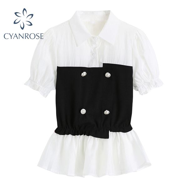 korean style patchwork chiffon blouse fashion office lady puff short sleeve shirt summer casual all-match clothes 210417, White
korean style patchwork chiffon blouse fashion office lady puff short sleeve shirt summer casual all-match clothes 210417, White