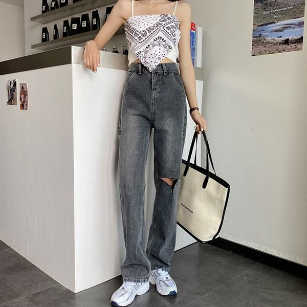 women's jeans trendy summer women high waist vintage washed hole long denim pants retro female wide leg loose ladies frayed, Blue
women's jeans trendy summer women high waist vintage washed hole long denim pants retro female wide leg loose ladies frayed, Blue