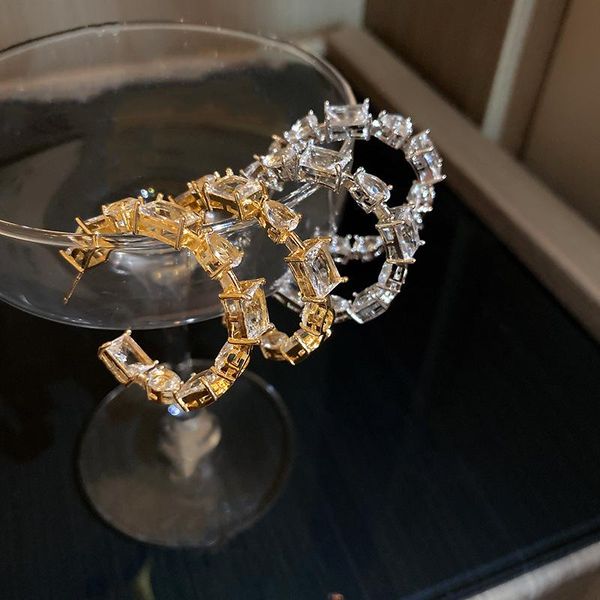 hoop & huggie exknl crystal trendy round wedding earrings korean square fashion geometric big for women jewelry accessories, Golden;silver
hoop & huggie exknl crystal trendy round wedding earrings korean square fashion geometric big for women jewelry accessories, Golden;silver