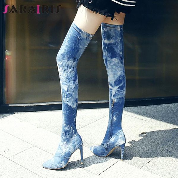 boots sarairis fashion ladies thin high heels autumn denim women pointed toe thigh shoes woman, Black
boots sarairis fashion ladies thin high heels autumn denim women pointed toe thigh shoes woman, Black